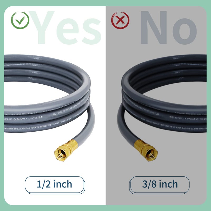 Azdele Upgraded 24 Feet 1/2 Inch Natural Gas Hose propane hose extension kit with quick connect fittings fit for weber grill gas conversion kit BBQ, Pizza Oven, Patio Heater and More NG Appliance - CSA - Image 2